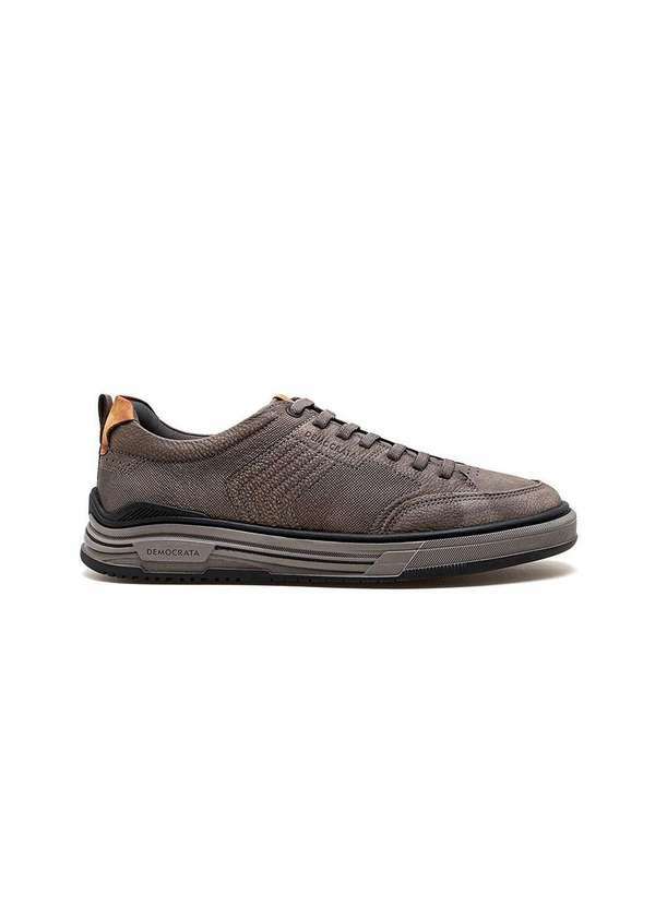 Democrata - Tênis Masculino Democrata Denim Dylan Couro Smoke Marrom