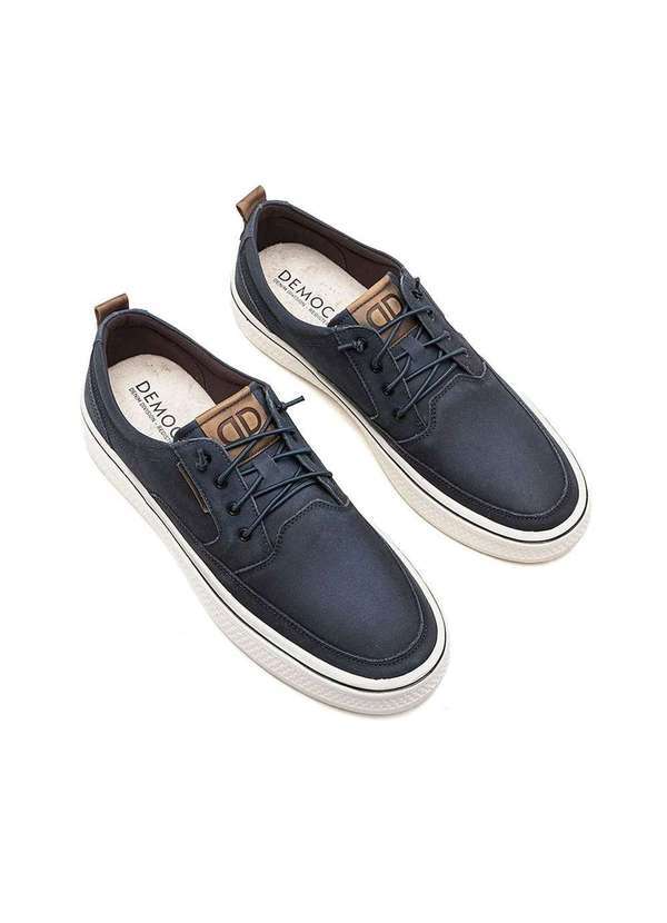 Democrata - Tênis Masculino Democrata Denim Fender Couro Azul Azul 2