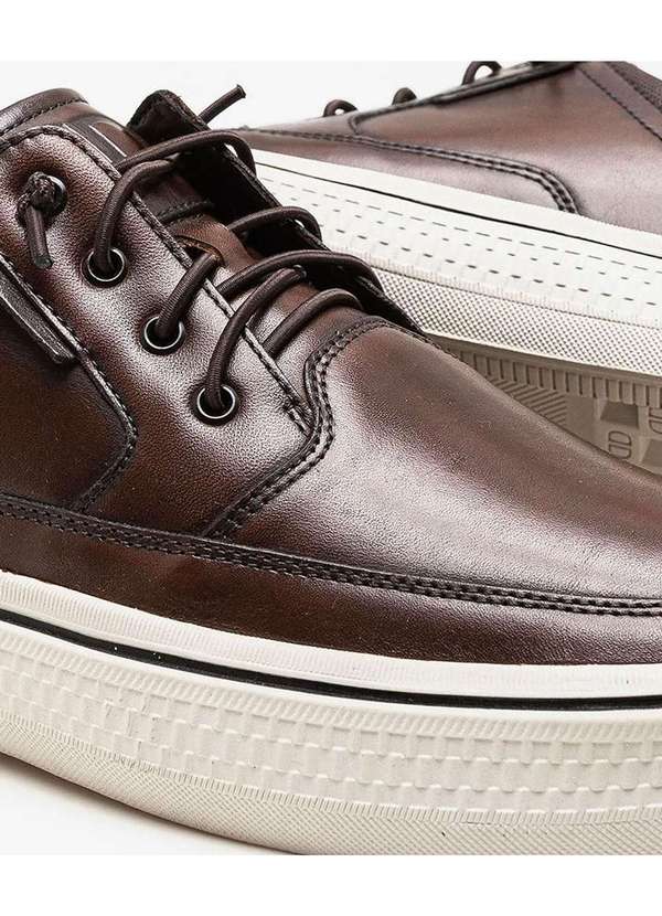 Democrata - Tênis Masculino Democrata Denim Fender Couro Tan Marrom 3