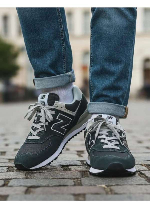 New Balance - Tênis Masculino New Balance 574 Preto Preto 9