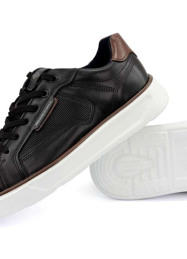 Pegada - Tênis Masculino Pegada Levitech Couro Preto Bege 5