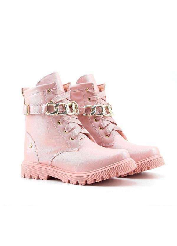 Menina Fashion - Bota Coturno Infantil Menina Fashion Rosa Rosa
