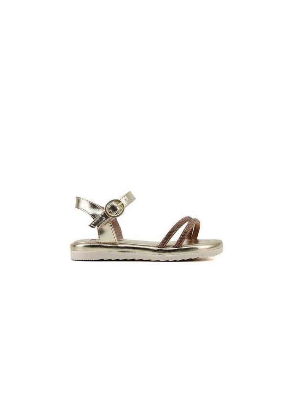 Pixolé - Sandália Bebê Pixole Metalizada Strass Ouro Dourado