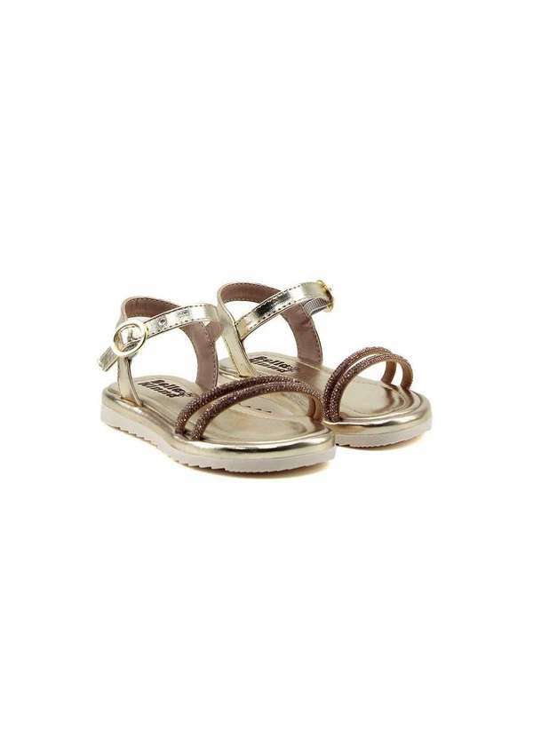 Pixolé - Sandália Bebê Pixole Metalizada Strass Ouro Dourado 2