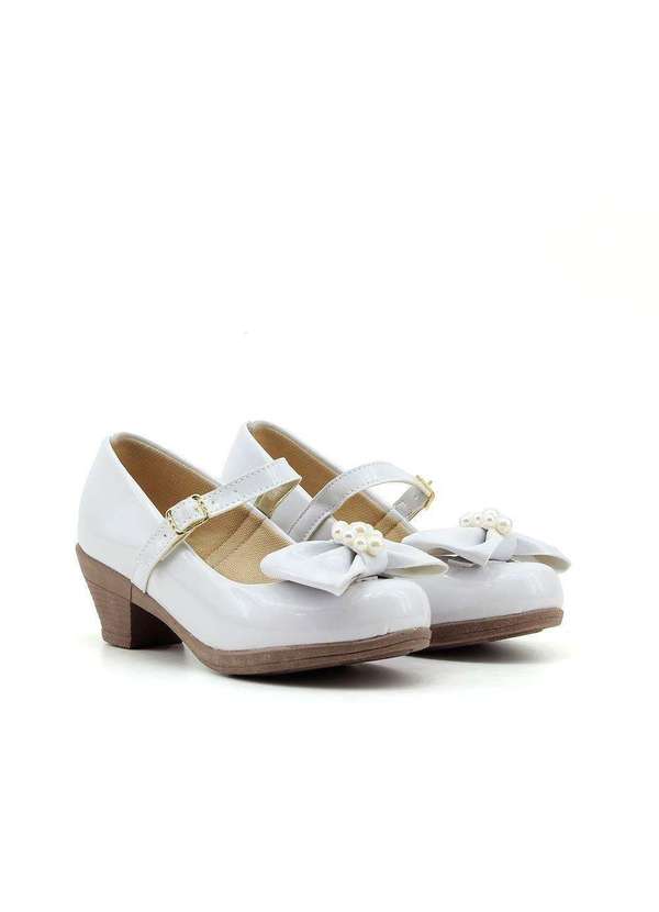 Tininha - Sapato Boneca Infantil Verniz Branco Branco