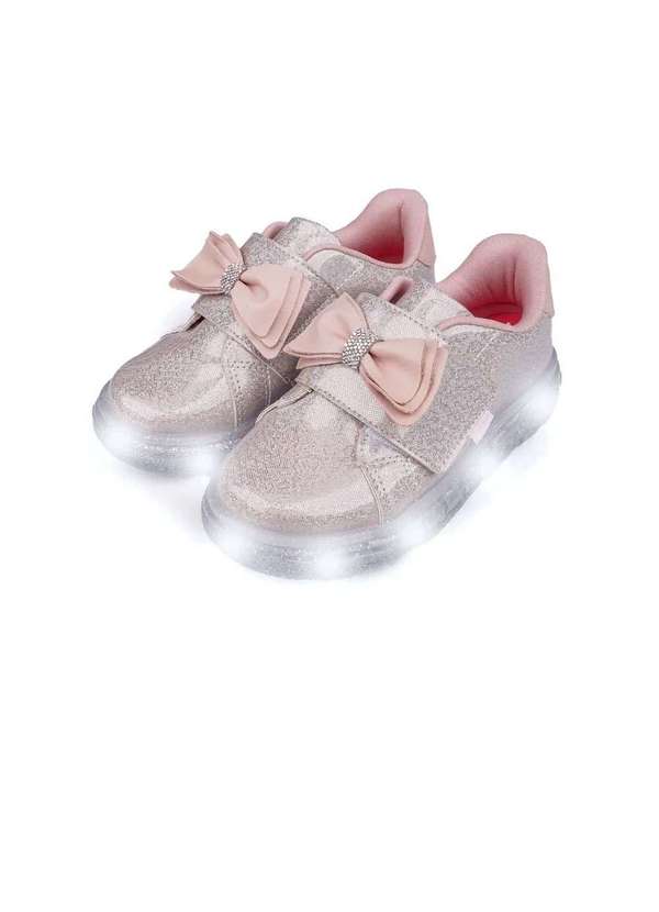 Pampili - Tênis de Led Pampili Sneaker Luz Laço 483015000 Rose Rosa 3