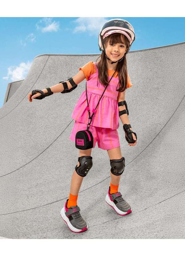 Bibi - Tênis Infantil Bibi com Rodinhas Skatenis Skts-01 Cinza/Rosa Cinza 2
