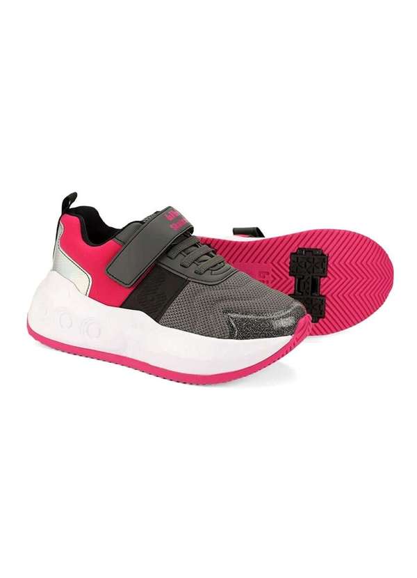 Bibi - Tênis Infantil Bibi com Rodinhas Skatenis Skts-01 Cinza/Rosa Cinza 6