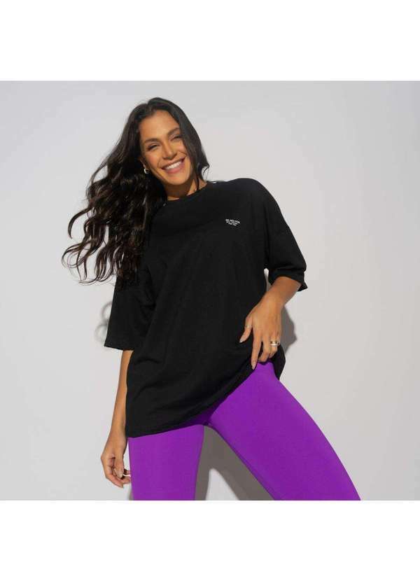 Honey Be - Camisa Fitness Oversized Preta Michelli Santos - Honey Be Preto / Black