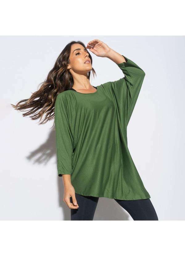 Honey Be - Camiseta Fitness Verde Lisa de Manga Longa - Honey Be Verde / Green