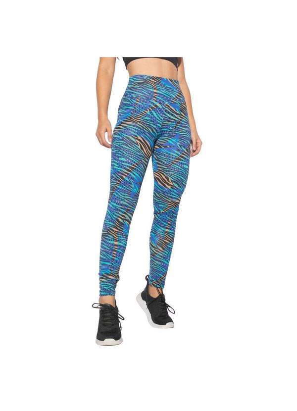 Honey Be - Calça Legging Fitness Estampada de Zebra Colorida - Honey Be Azul / Blue