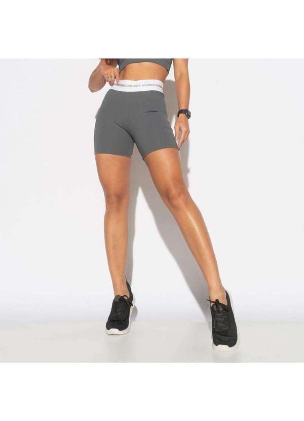 Honey Be - Short Fitness Cinza com Elástico no Cós Cinza / Gray