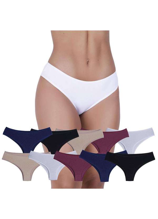 Concept Lingerie - Kit 10 Calcinhas Comportada Microfibra Concept Lingerie Multicores 4