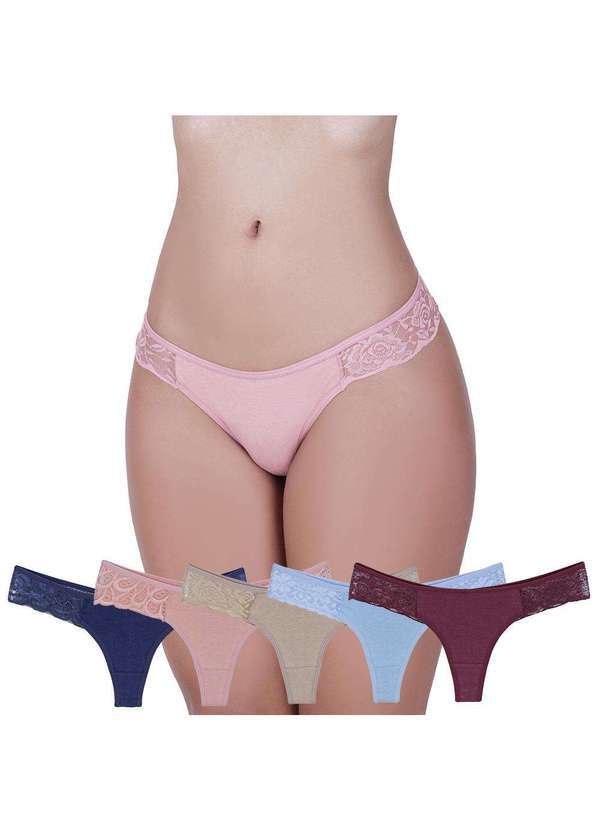Concept Lingerie - Kit 5 Calcinhas Cristal Algodao Fio Duplo Concept Lingerie Multicores