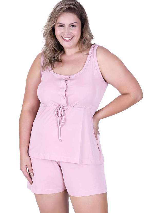 Concept Lingerie - Short Doll Amamentacao Botao Plus Concept Lingerie Rosa Rosa