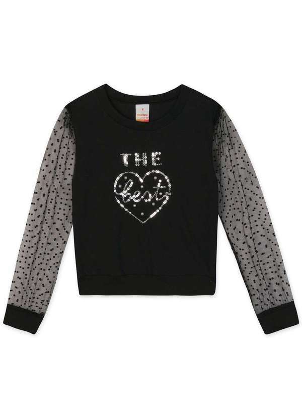 Marisol - Blusa Infantil Menina Manga Longa Marisol Preto