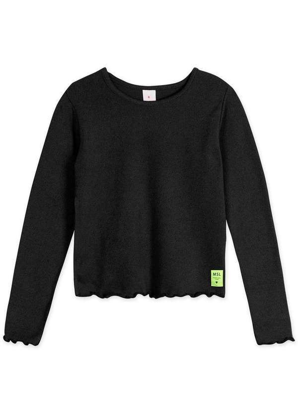 Marisol - Blusa Infantil Menina Trico Manga Longa Marisol Preto