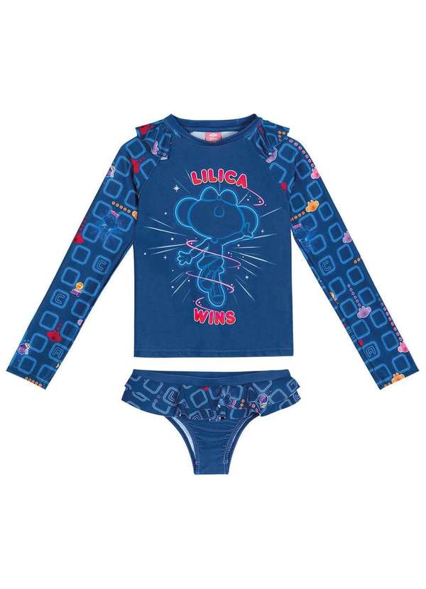 Lilica Ripilica - Conjunto Manga Longa com Protecao Uv Menina Lilica Azul