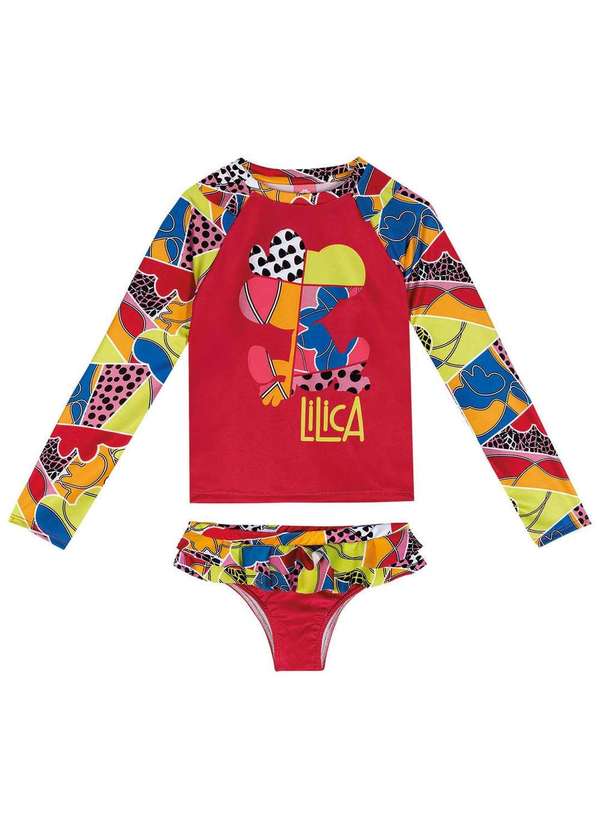 Lilica Ripilica - Conjunto Manga Longa com Protecao Uv Menina Lilica Vermelho