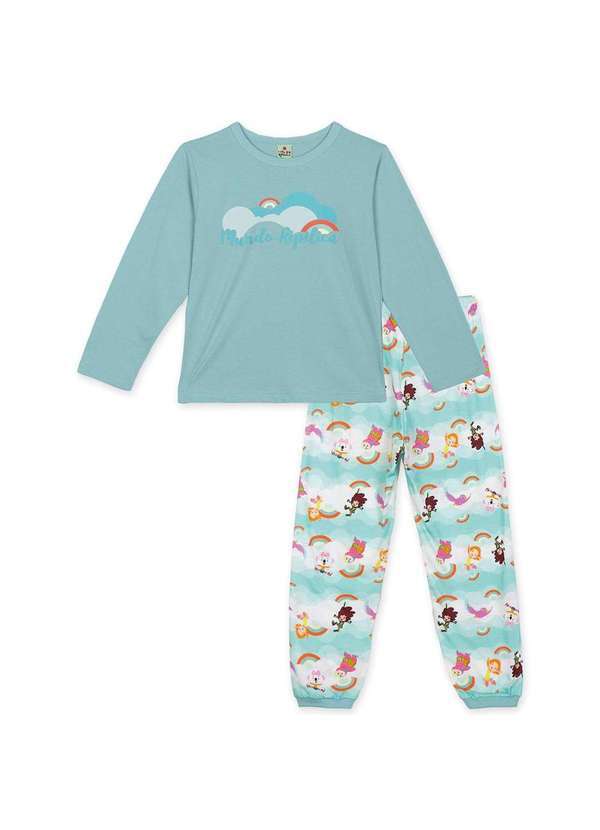Mundo Ripilica - Pijama Infantil Unissex Manga Longa Mundo Ripilica Verde