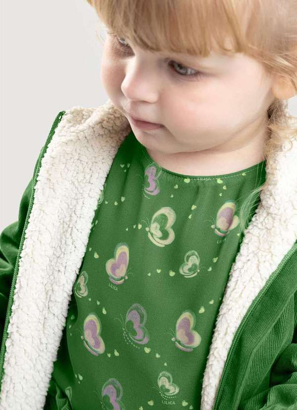 Lilica Ripilica - Blusa Borboleta Manga Longa Bebe Feminina Lilica Ripilica Verde 3