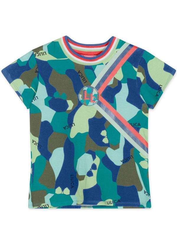 Lilica Ripilica - Blusa Camuflada Manga Curta Infantil Feminina Lilica Azul