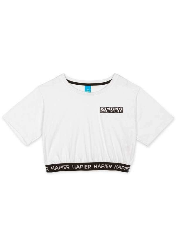 Hapier - Blusa Cropped Juvenil Menina Manga Curta Hapier Branco