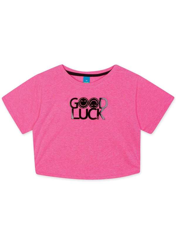 Hapier - Blusa Cropped Juvenil Menina Manga Curta Hapier Rosa