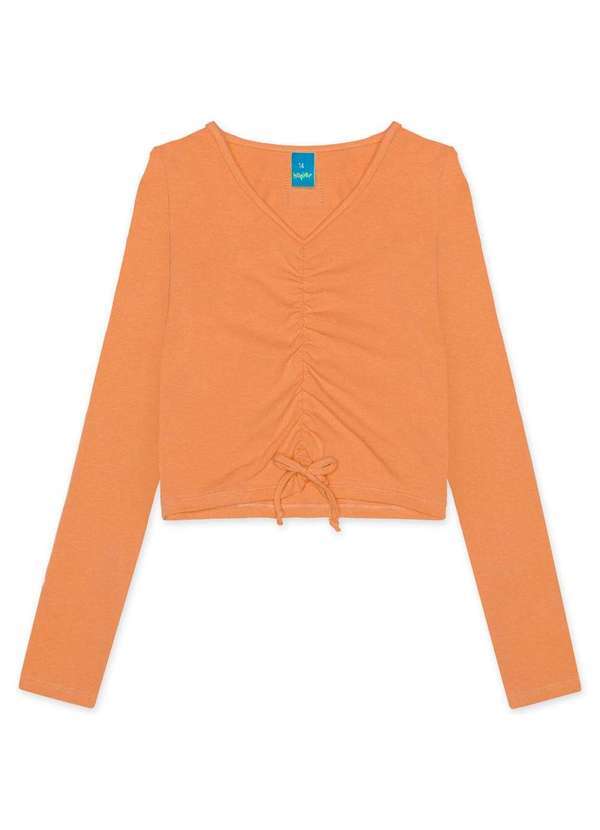 Hapier - Blusa Cropped Juvenil Menina Manga Longa Hapier Laranja