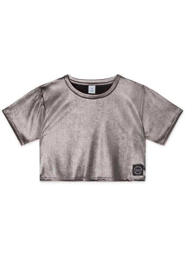 Hapier - Blusa Cropped Manga Curta Juvenil Feminina Hapier Cinza