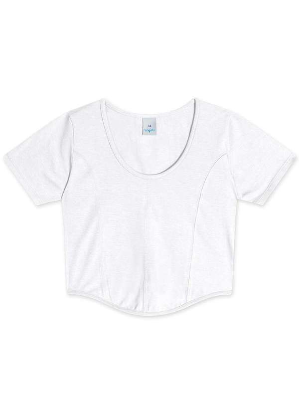 Hapier - Blusa Cropped Manga Curta Juvenil Feminina Hapier Branco