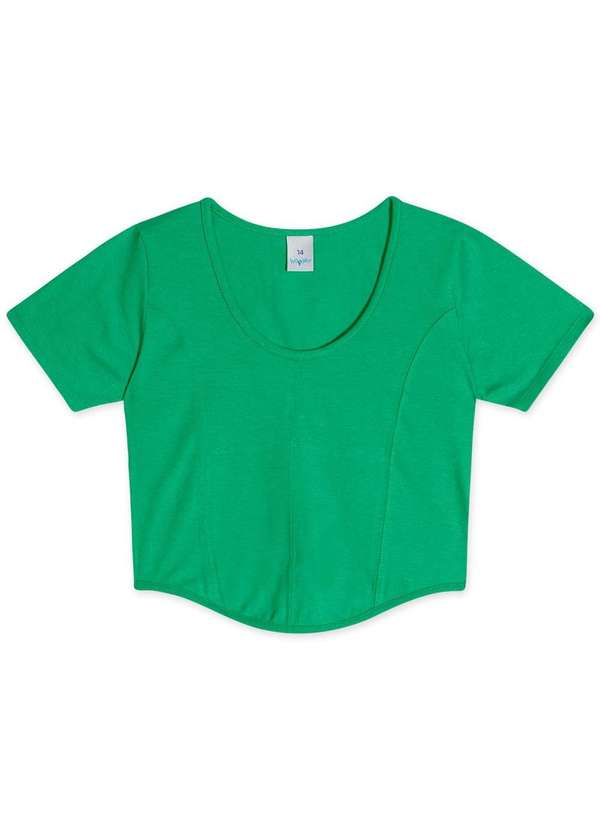 Hapier - Blusa Cropped Manga Curta Juvenil Feminina Hapier Verde
