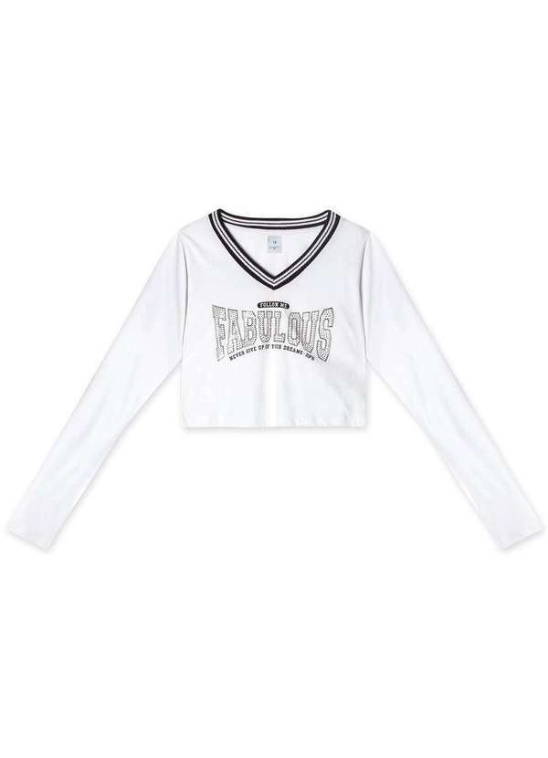 Hapier - Blusa Cropped Manga Longa Juvenil Feminina Hapier Branco