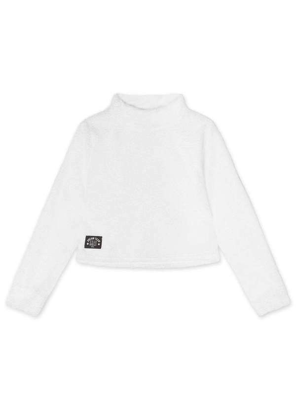 Marisol - Blusa Cropped Teddy Manga Longa Infantil Feminina Marisol Branco