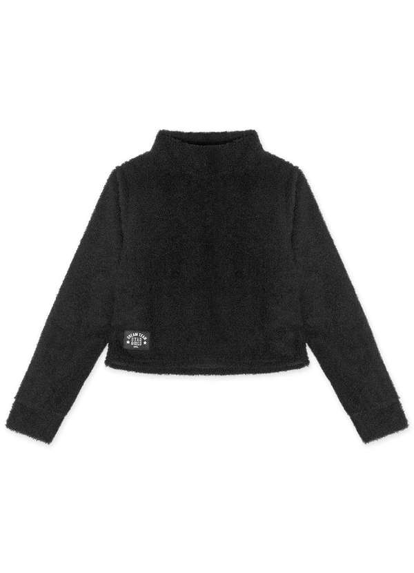 Marisol - Blusa Cropped Teddy Manga Longa Infantil Feminina Marisol Preto