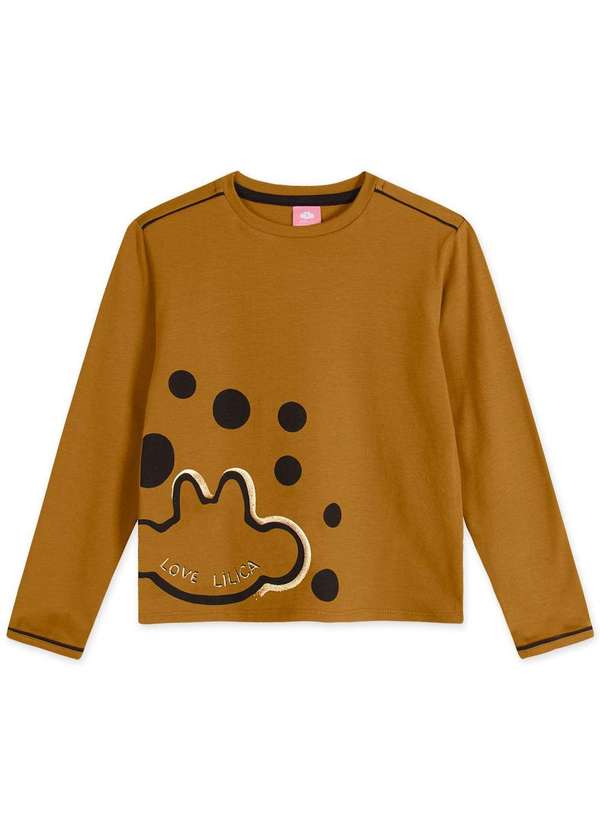 Lilica - Blusa Infantil Manga Longa Lilica Marrom