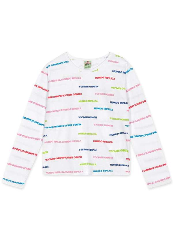 Mundo Ripilica - Blusa Infantil Manga Longa Mundo Ripilica Branco