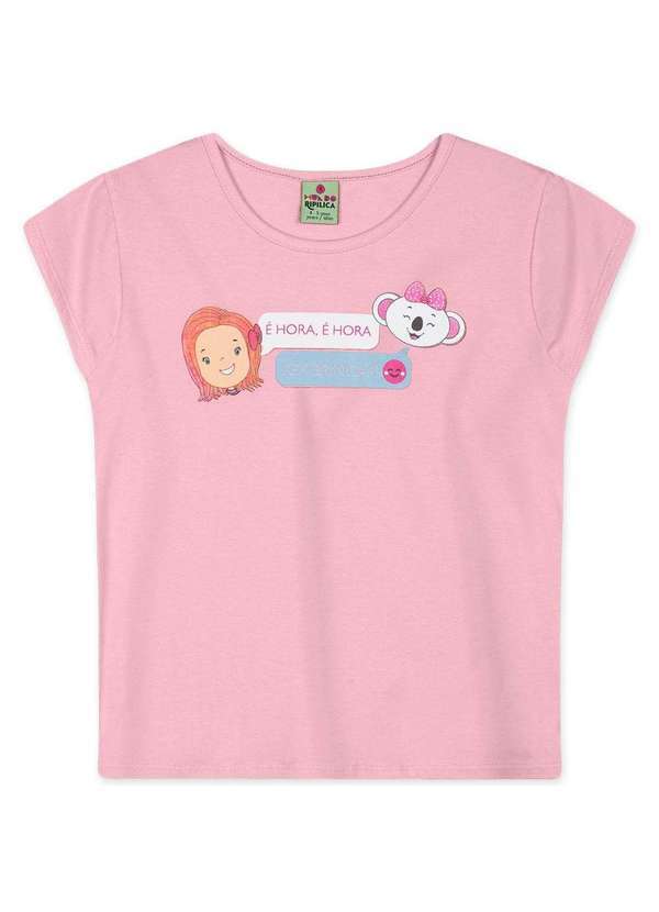 Mundo Ripilica - Blusa Infantil Menina Manga Curta Mundo Ripilica Rosa