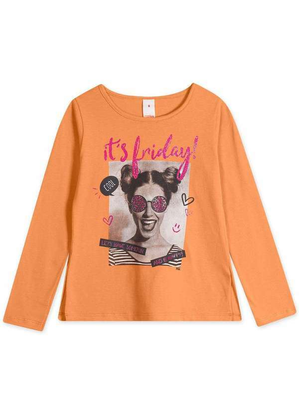 Marisol Play - Blusa Infantil Menina Manga Longa Marisol Play Laranja