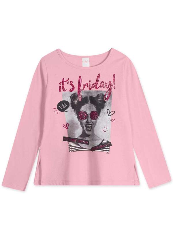 Marisol Play - Blusa Infantil Menina Manga Longa Marisol Play Rosa