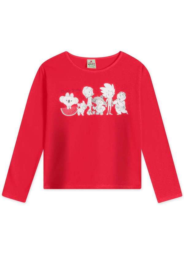 Mundo Ripilica - Blusa Infantil Menina Manga Longa Mundo Ripilica Vermelho