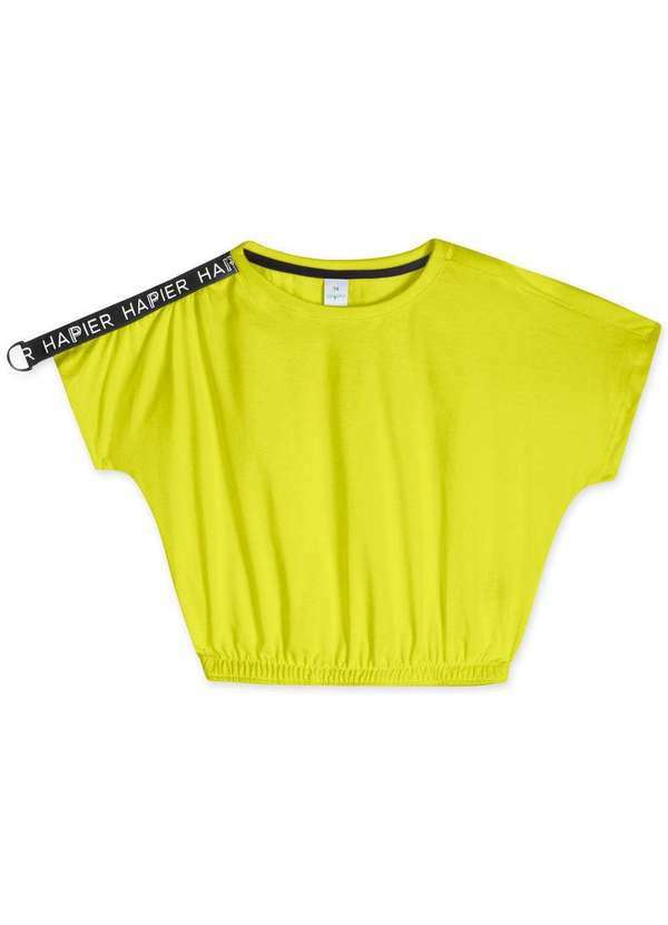 Hapier - Blusa Manga Curta Cropped Juvenil Feminina Hapier Amarelo