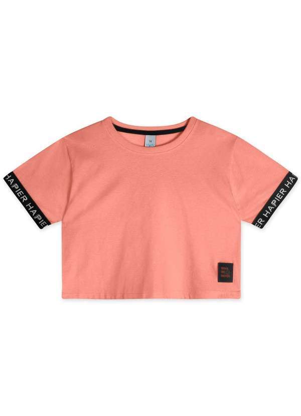 Hapier - Blusa Manga Curta Cropped Juvenil Feminina Hapier Laranja