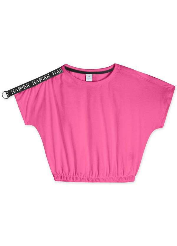 Hapier - Blusa Manga Curta Cropped Juvenil Feminina Hapier Rosa