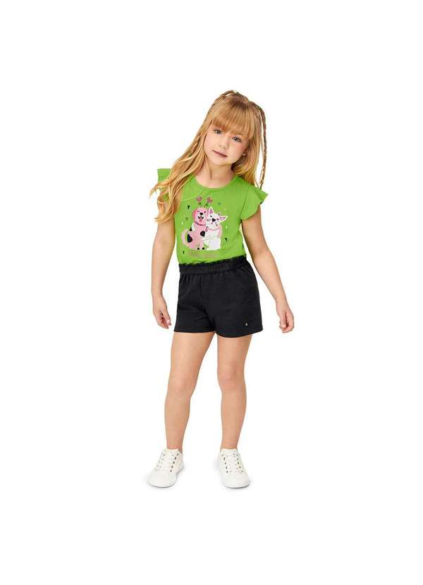 Marisol Play - Blusa Mullet Infantil Manga Curta Marisol Play Verde