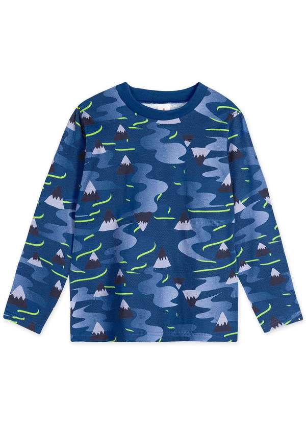 Marisol Play - Camiseta Infantil Menino Manga Longa Marisol Play Azul