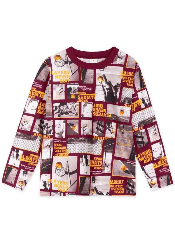 Marisol Play - Camiseta Infantil Menino Manga Longa Marisol Play Vermelho