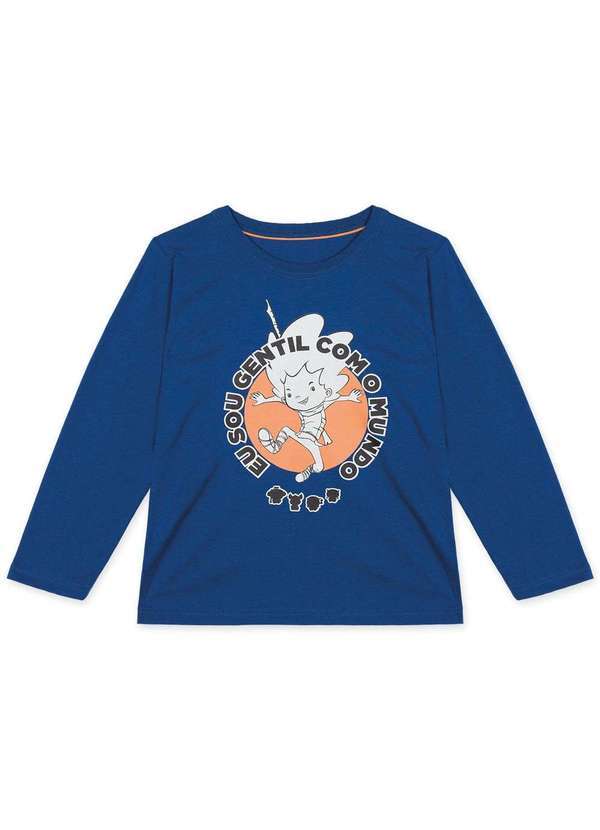 Mundo Ripilica - Camiseta Infantil Unissex Manga Longa Mundo Ripilica Azul