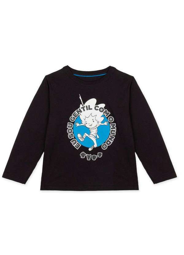 Mundo Ripilica - Camiseta Infantil Unissex Manga Longa Mundo Ripilica Preto
