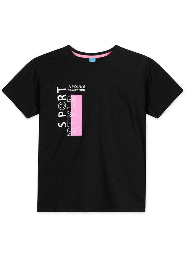Hapier - Camiseta Juvenil Menina Manga Curta Hapier Preto